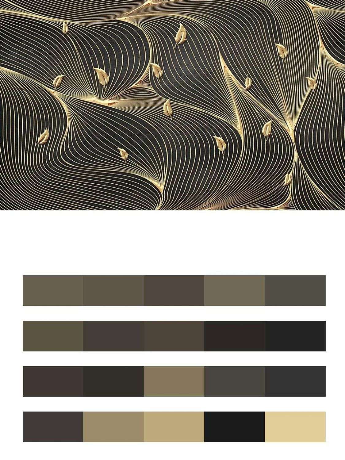 Золотые линии на черном фоне  14-511