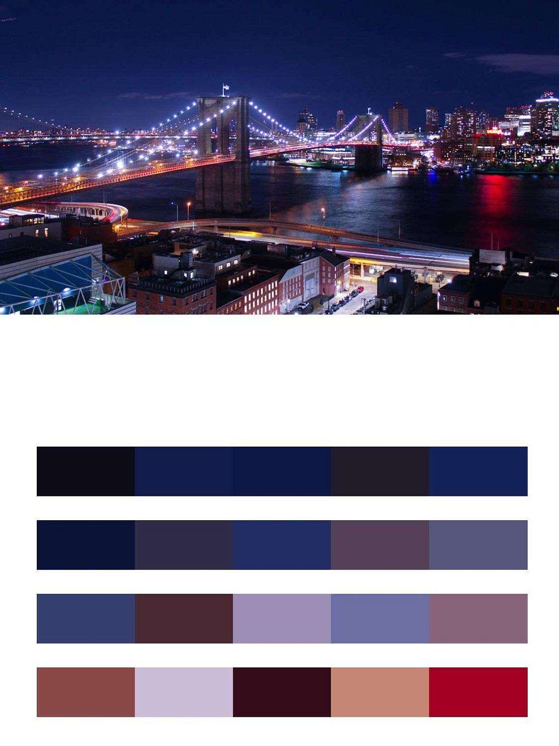 Ночной Бруклинский мост в синеве  9-848