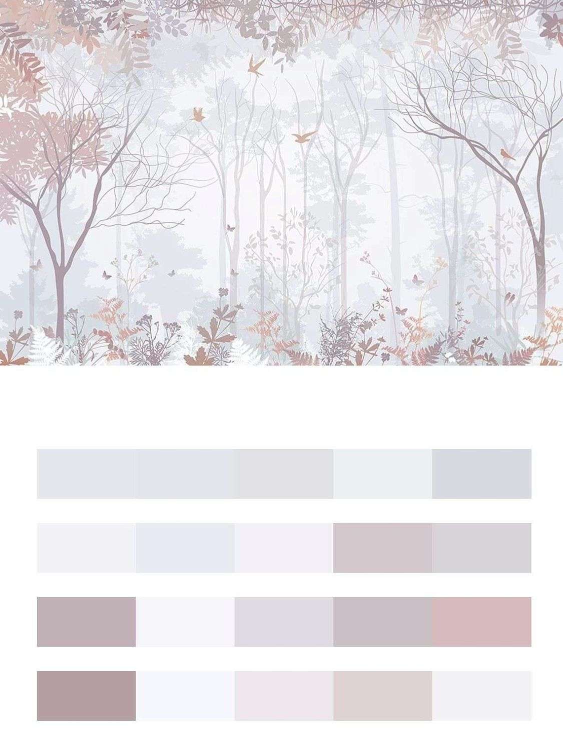 Лес в нежно-розовых оттенках  12-1478