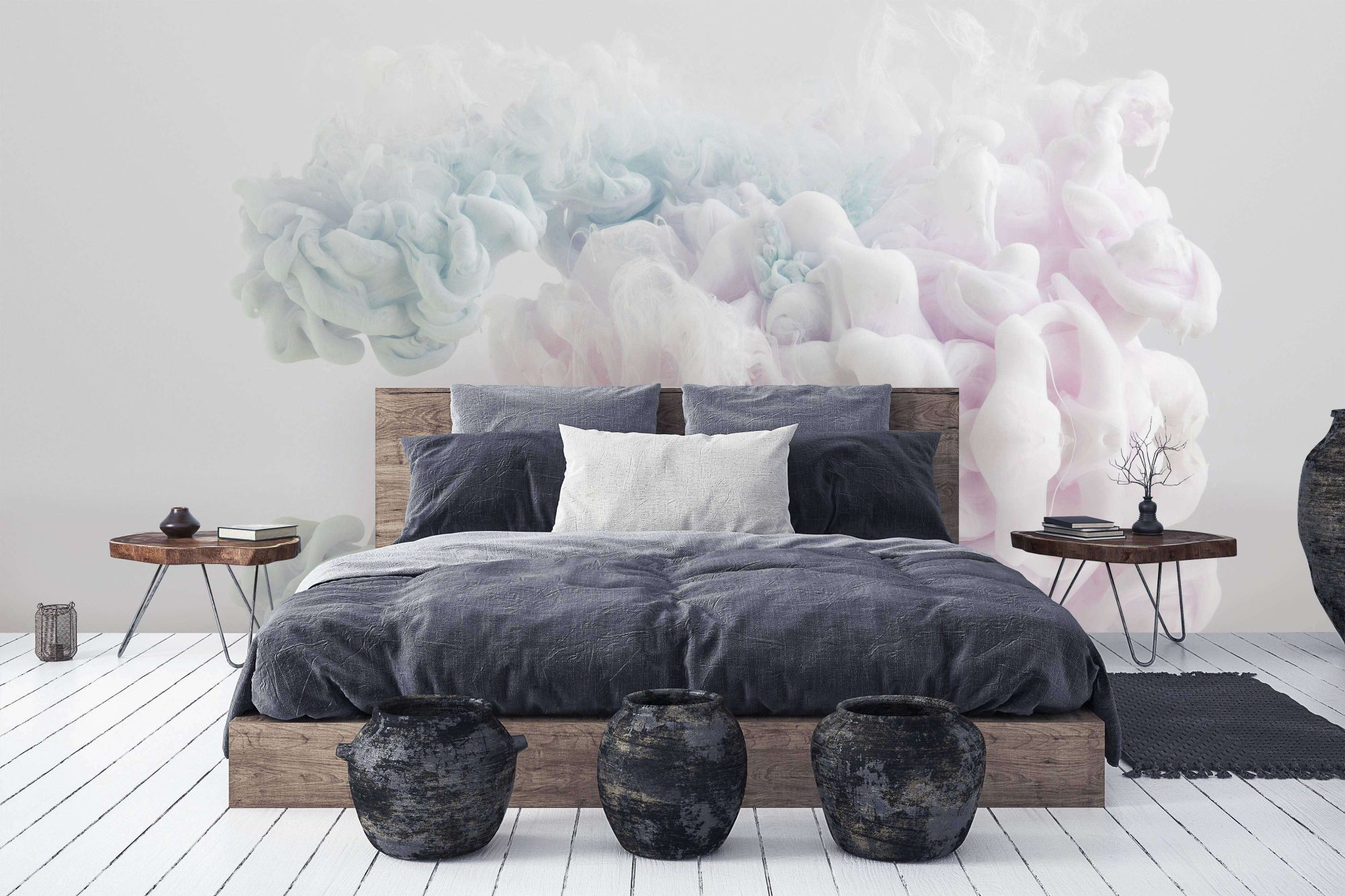 Фотообои в интерьере серо-розовая дымка  9-1151 фото