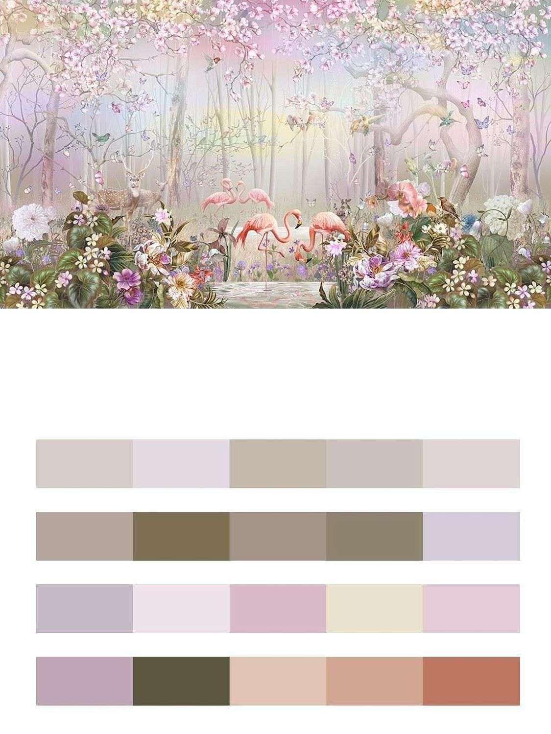 Лес цветущий с животными  12-1473