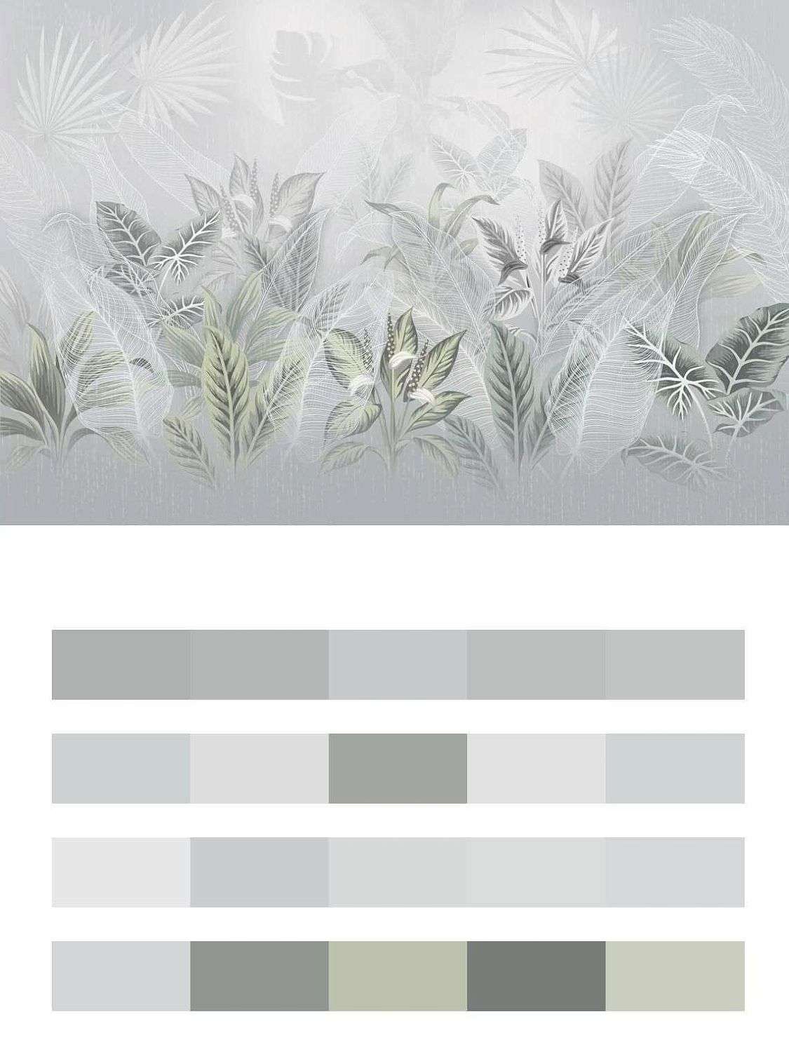 в гостиную цветы тропические на сером фоне   13-671