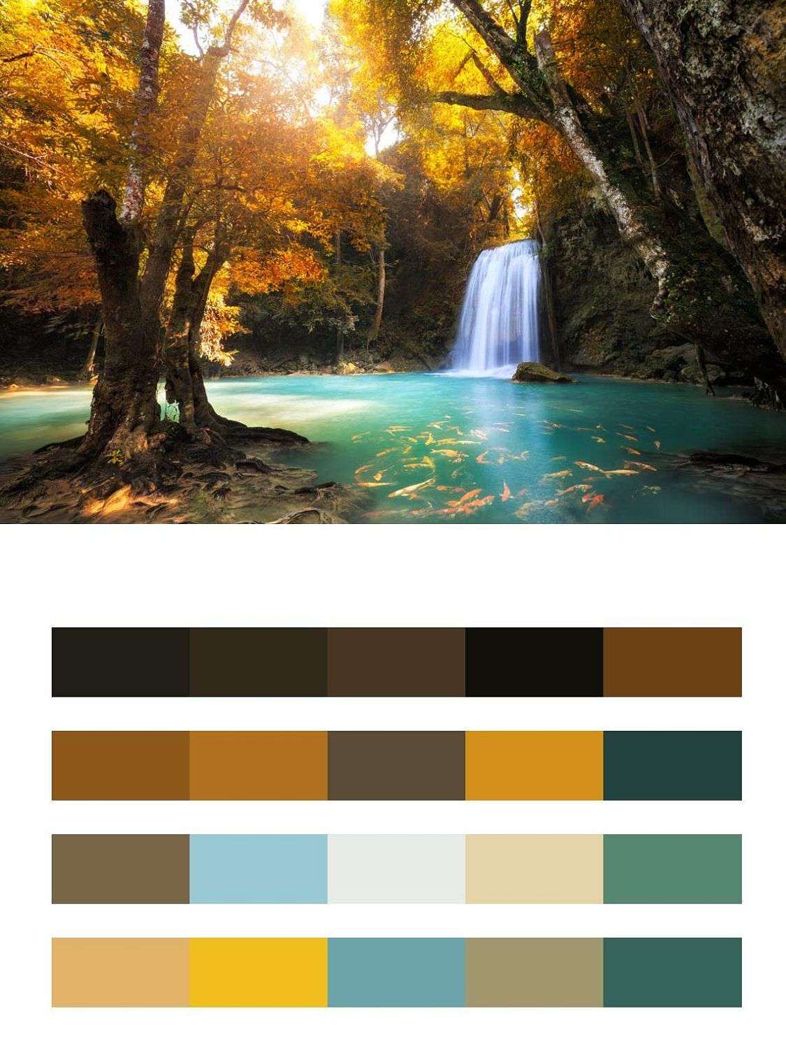 Водопад в желтой листве  9-859