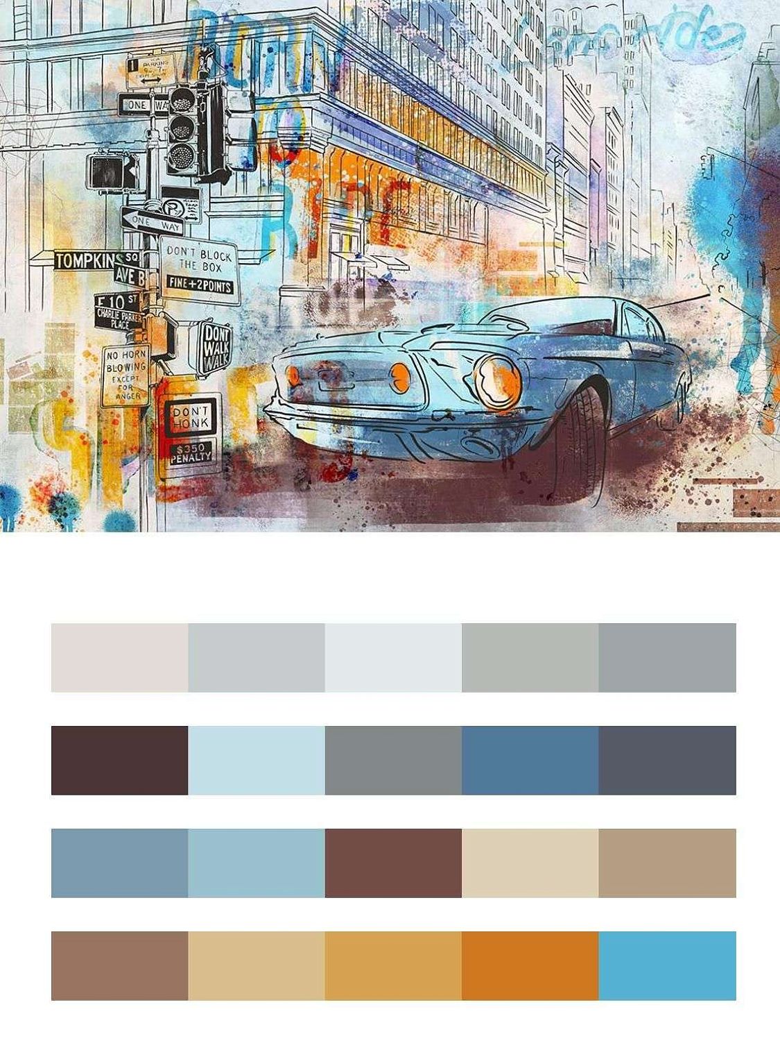 Машина графити акварель  12-1437