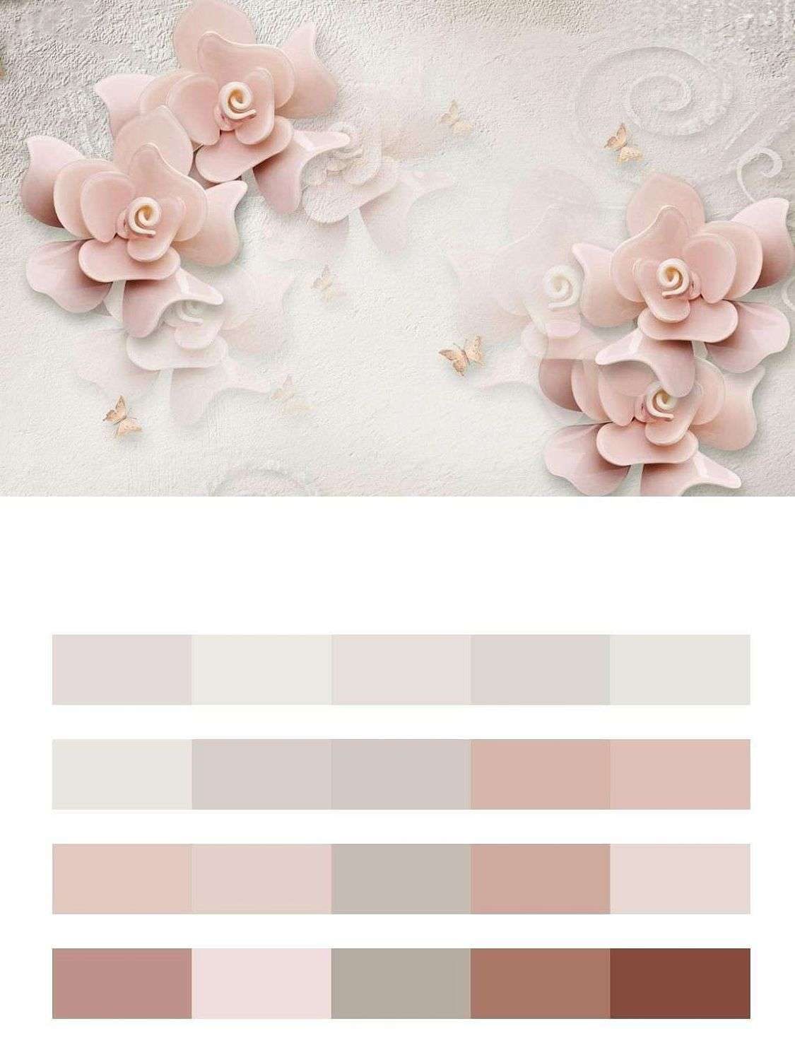 3д пыльно розовые цветы  10-645