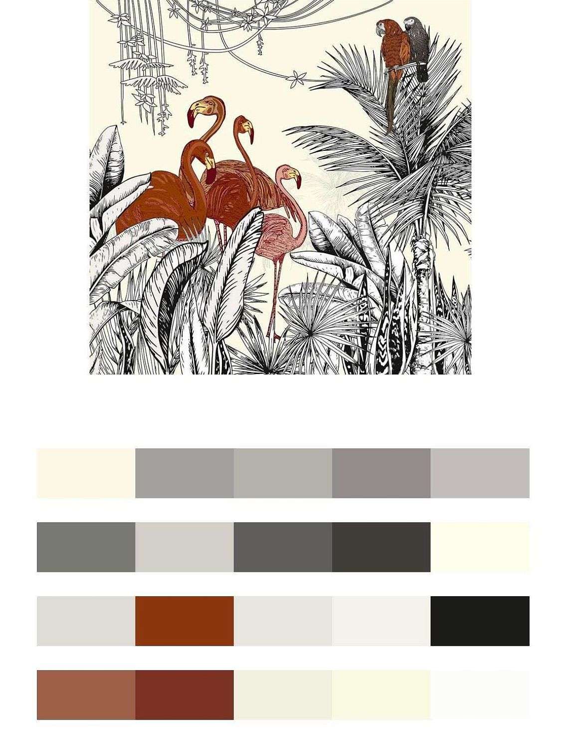 Фламинго и попугаи в тропиках  12-1548