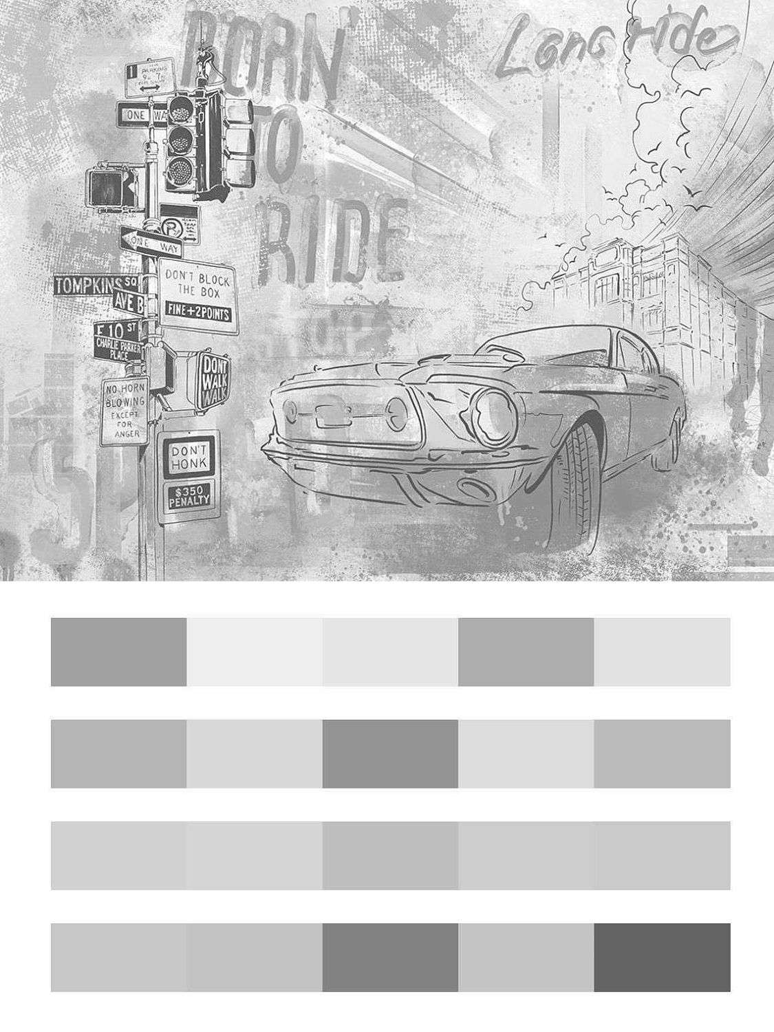 Граффити машина ч/б  12-1568