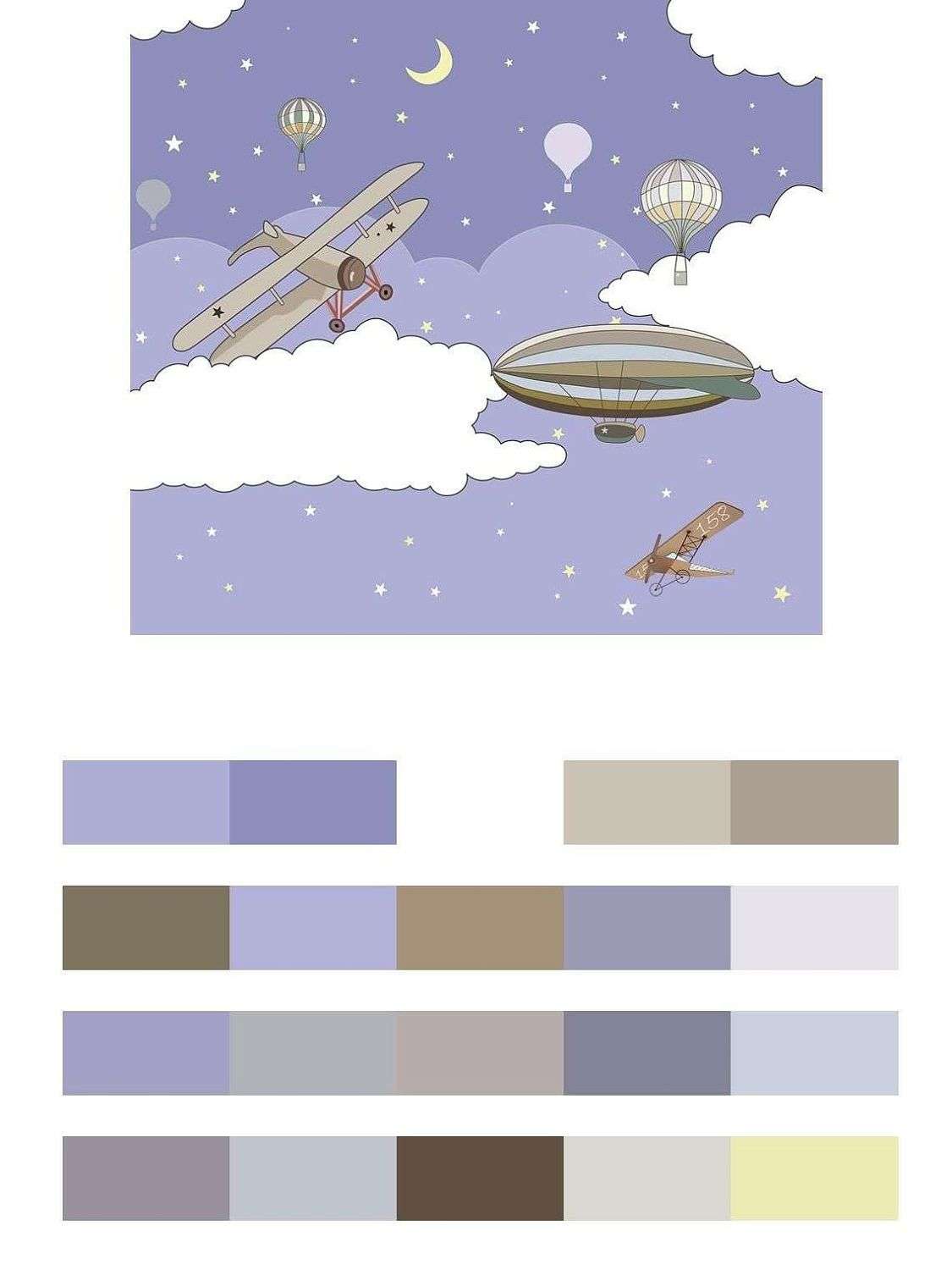 Самолет и дирижабль в небе  14-227