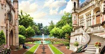 Фотообои Сад во дворе старого дома  19-0124