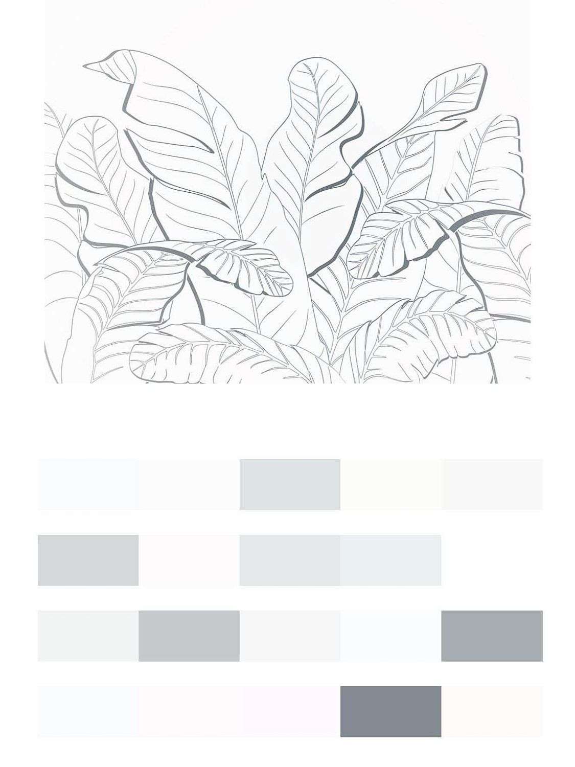 Контур тропические листья  9-1815