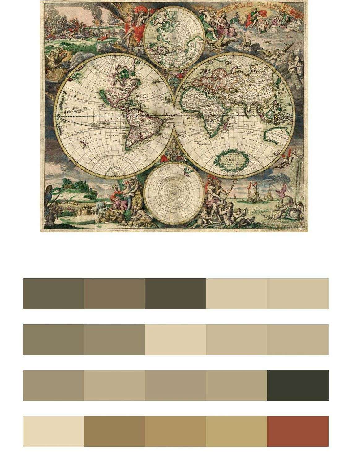 Старая карта с древне греческими персонажами  9-425