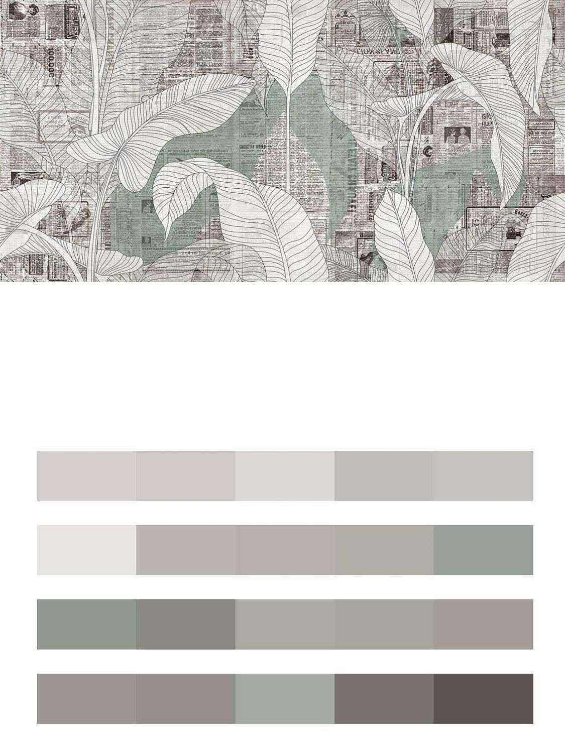 Старая газета и тропические листья  9-1246