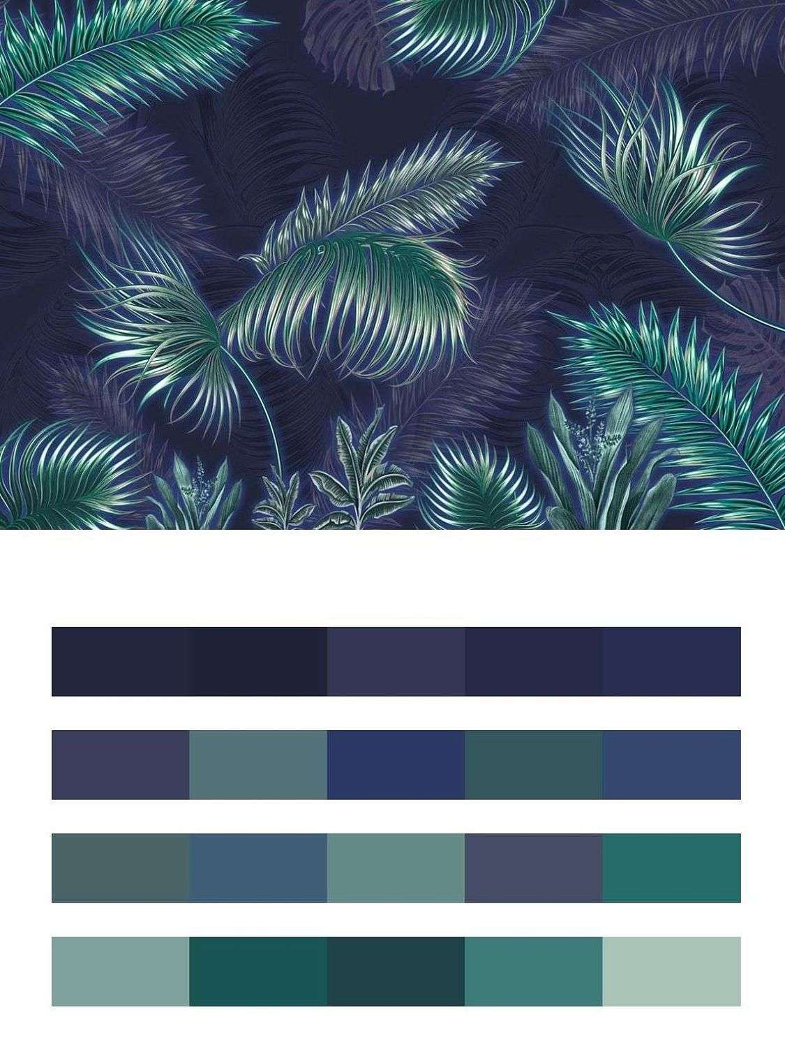 Тропические листья на темном фоне  10-731