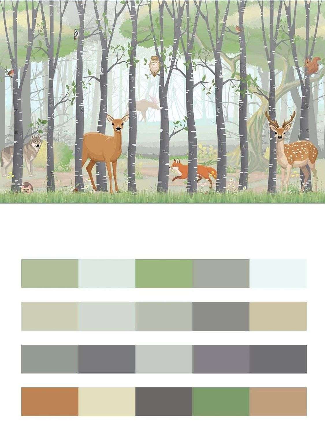 Лес с животными в детскую  14-514