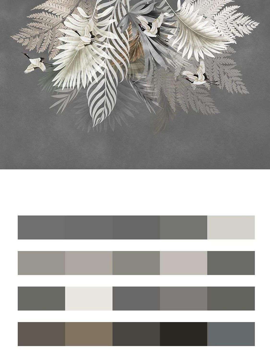 Пальмовые листья на сером фоне  9-1620