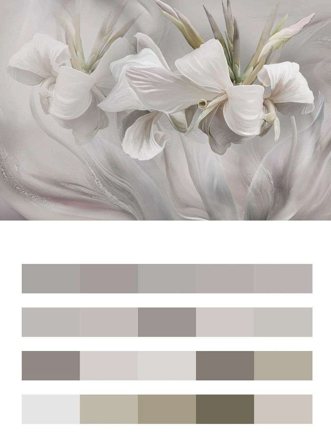 Лилии белые на сером фоне  13-633