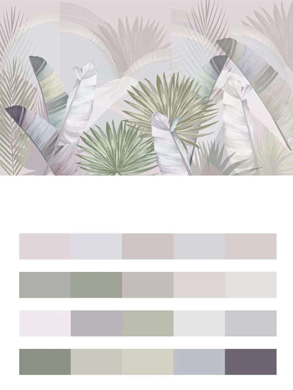 Пастельные тропические листья  14-547