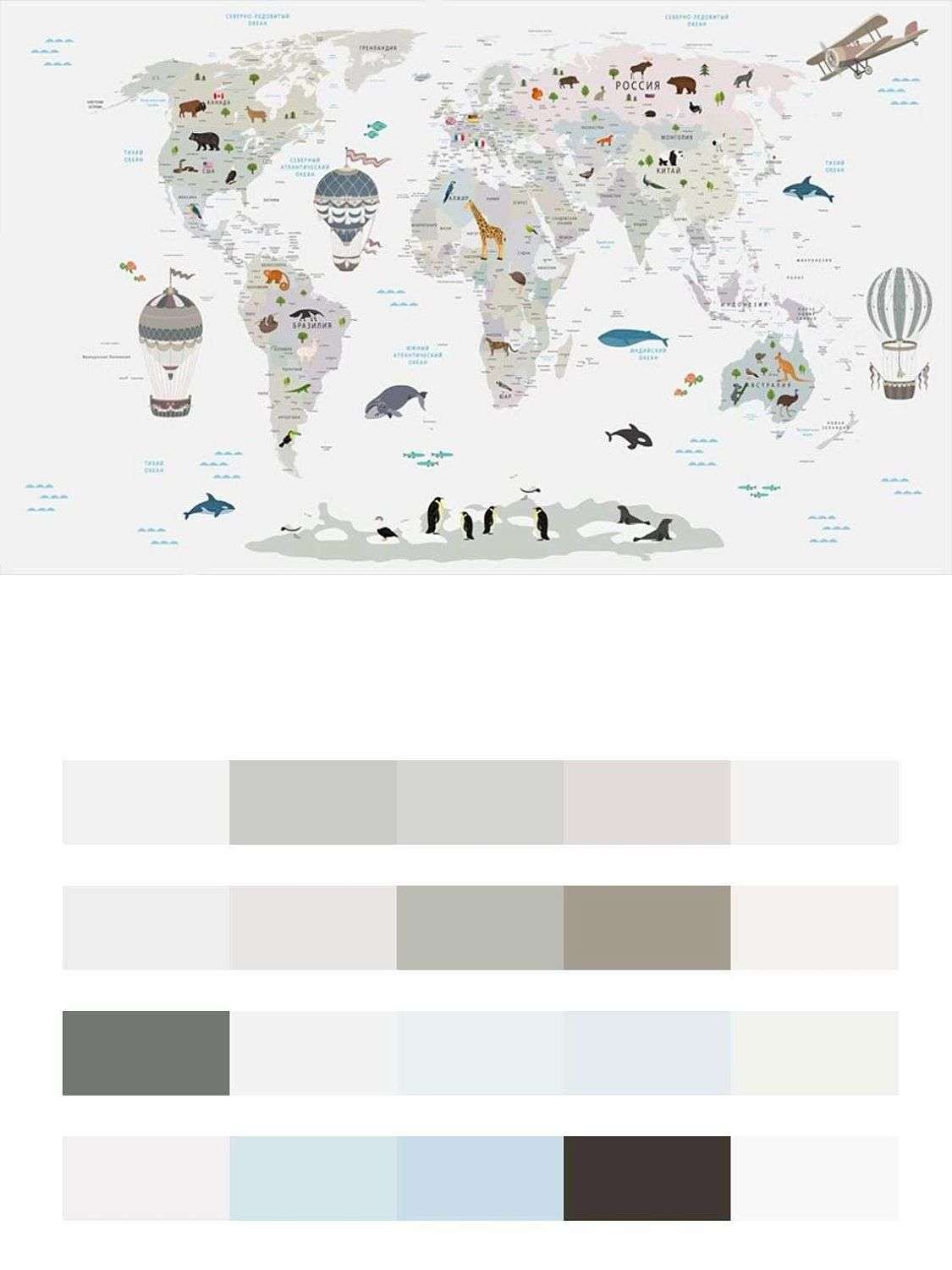 Карта мира светло серая  12-1015