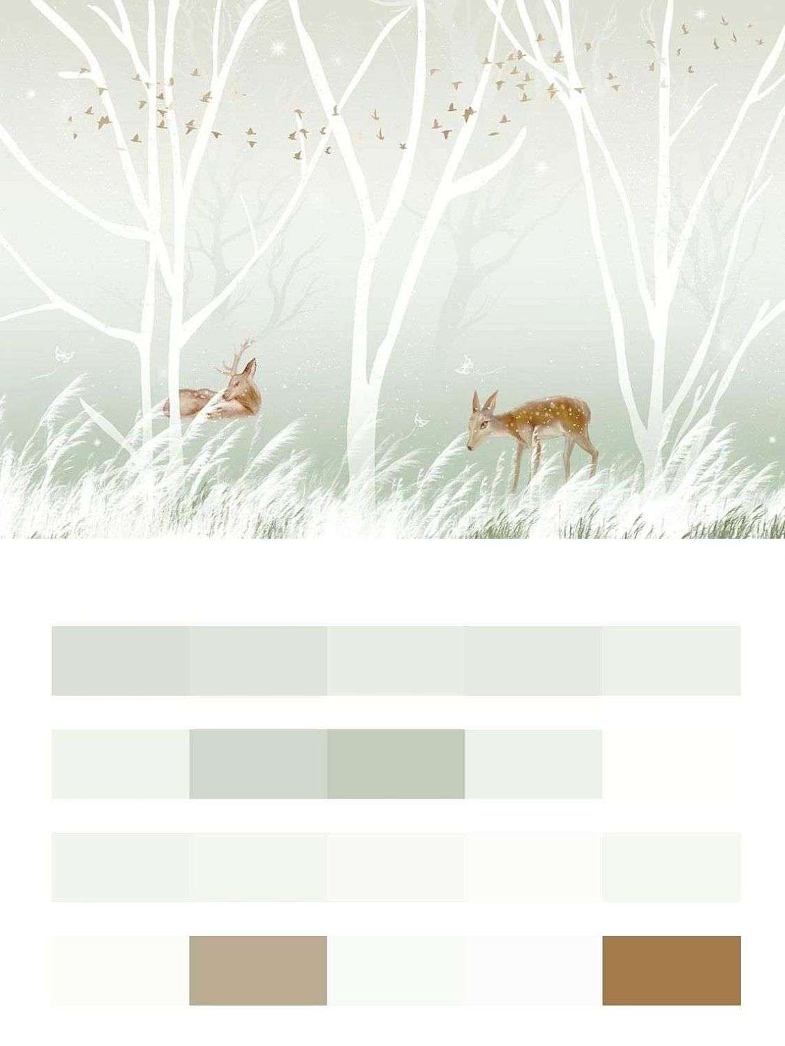 Милые оленята в лесу  14-357