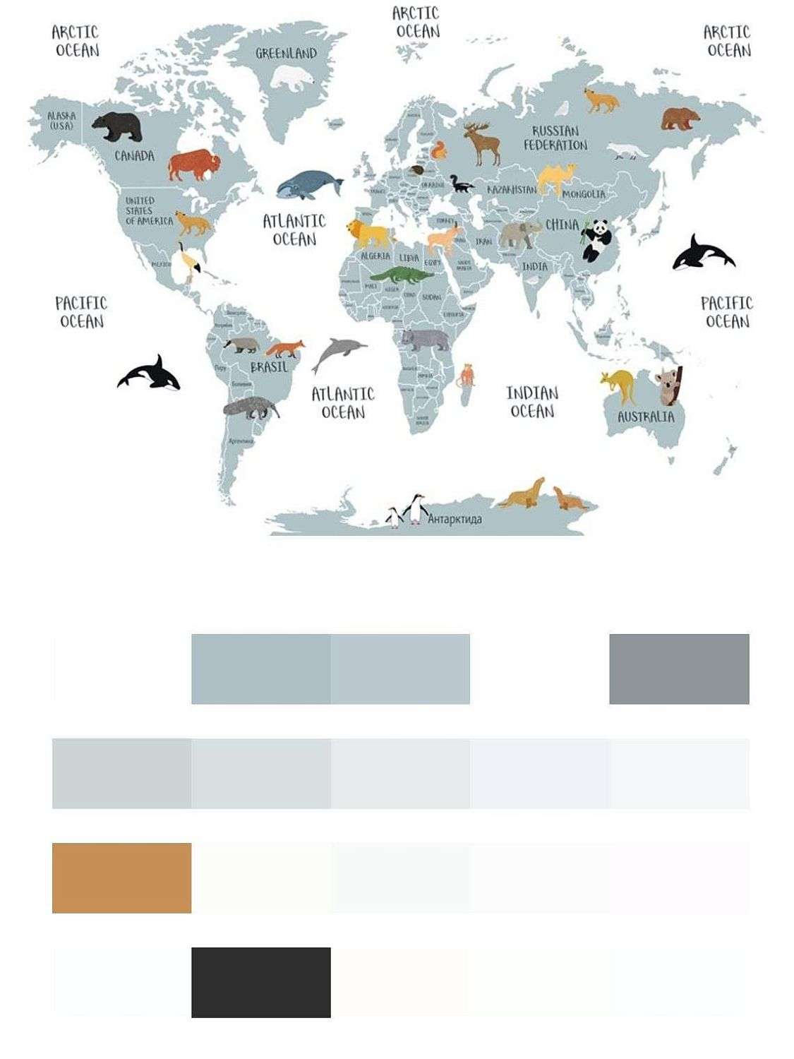 Карта с русскими названиями  12-1005