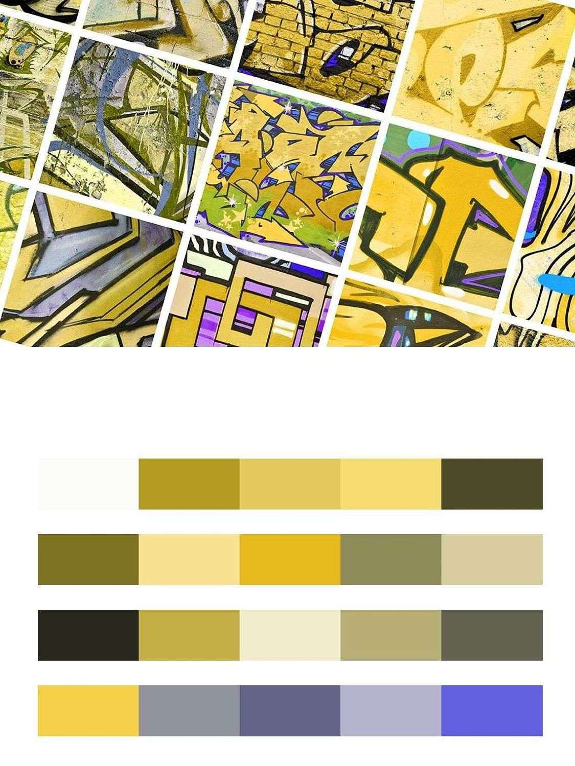 Фрагменты граффити желтые  12-1580