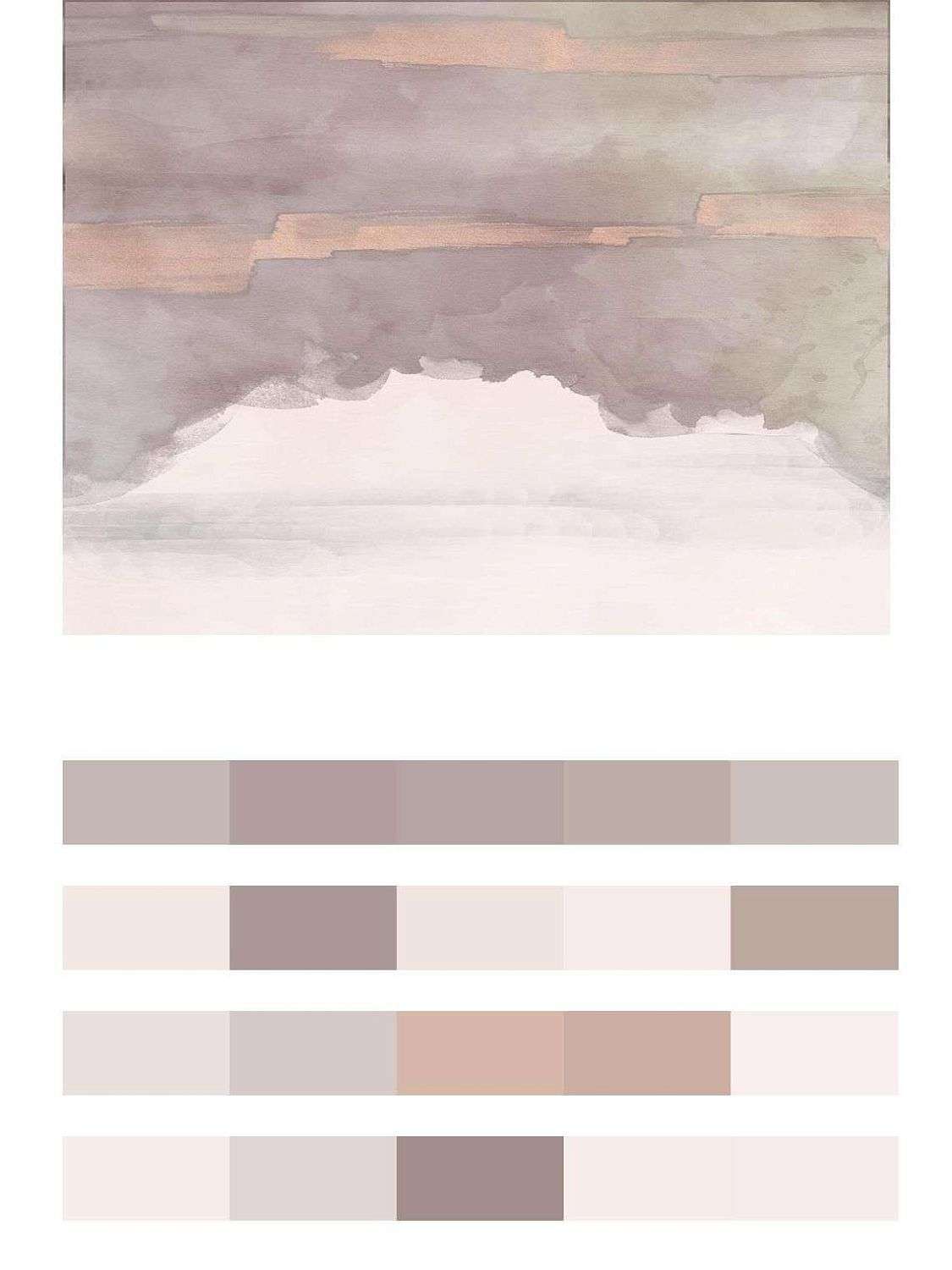 Акварель бежевое небо  9-1824