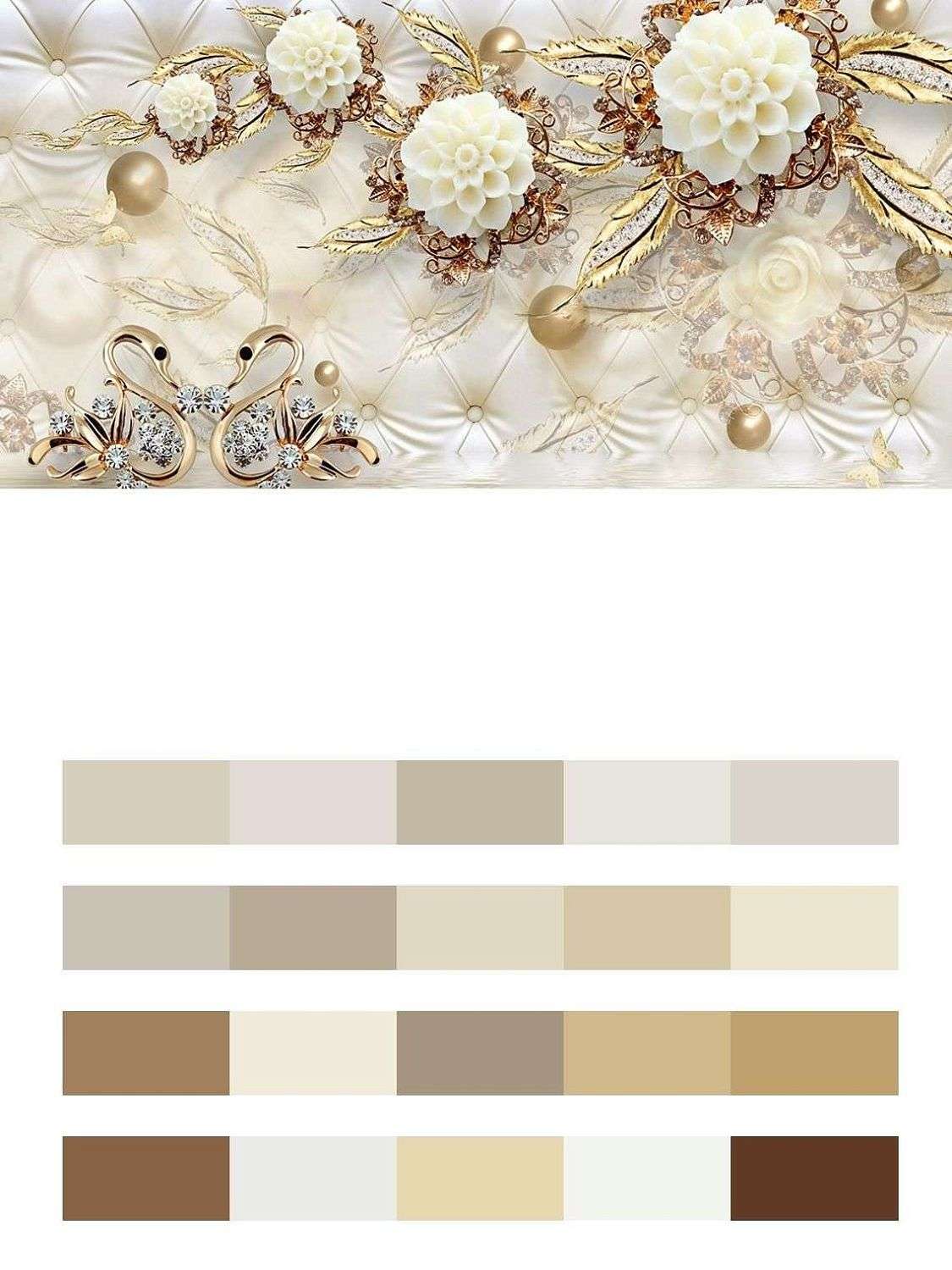 3д Цветы золотые  10-897