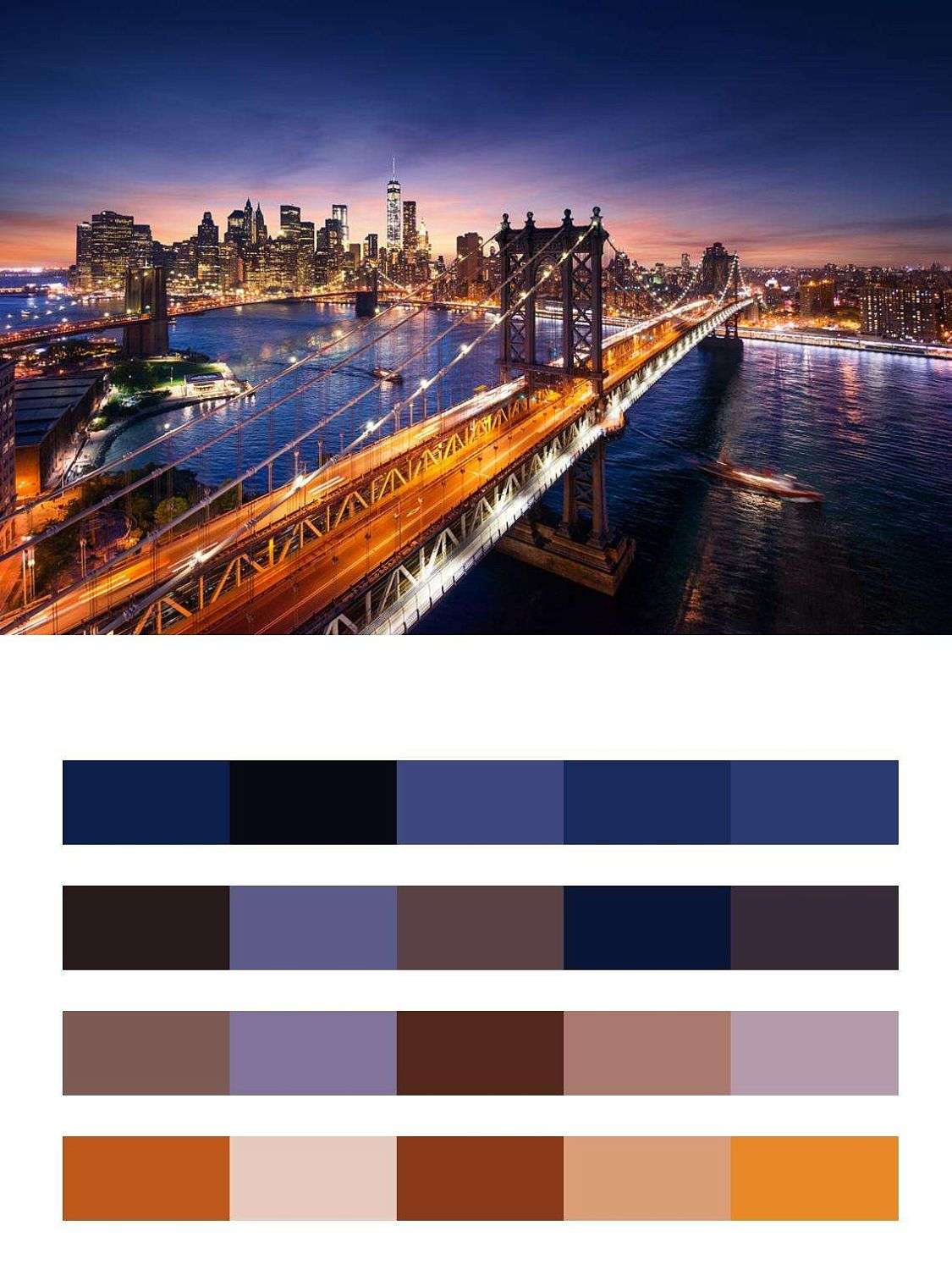 Ночной мост Нью Йорка с подсветкой  9-819