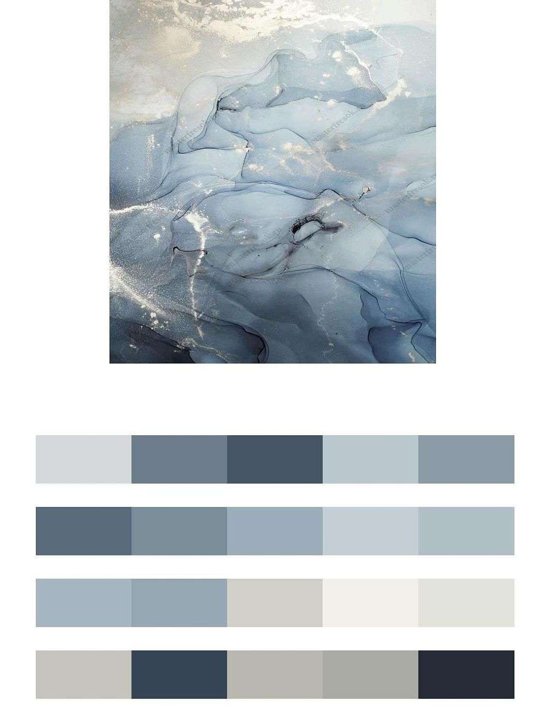 Флюид арт синий золотые песчинки  9-1040