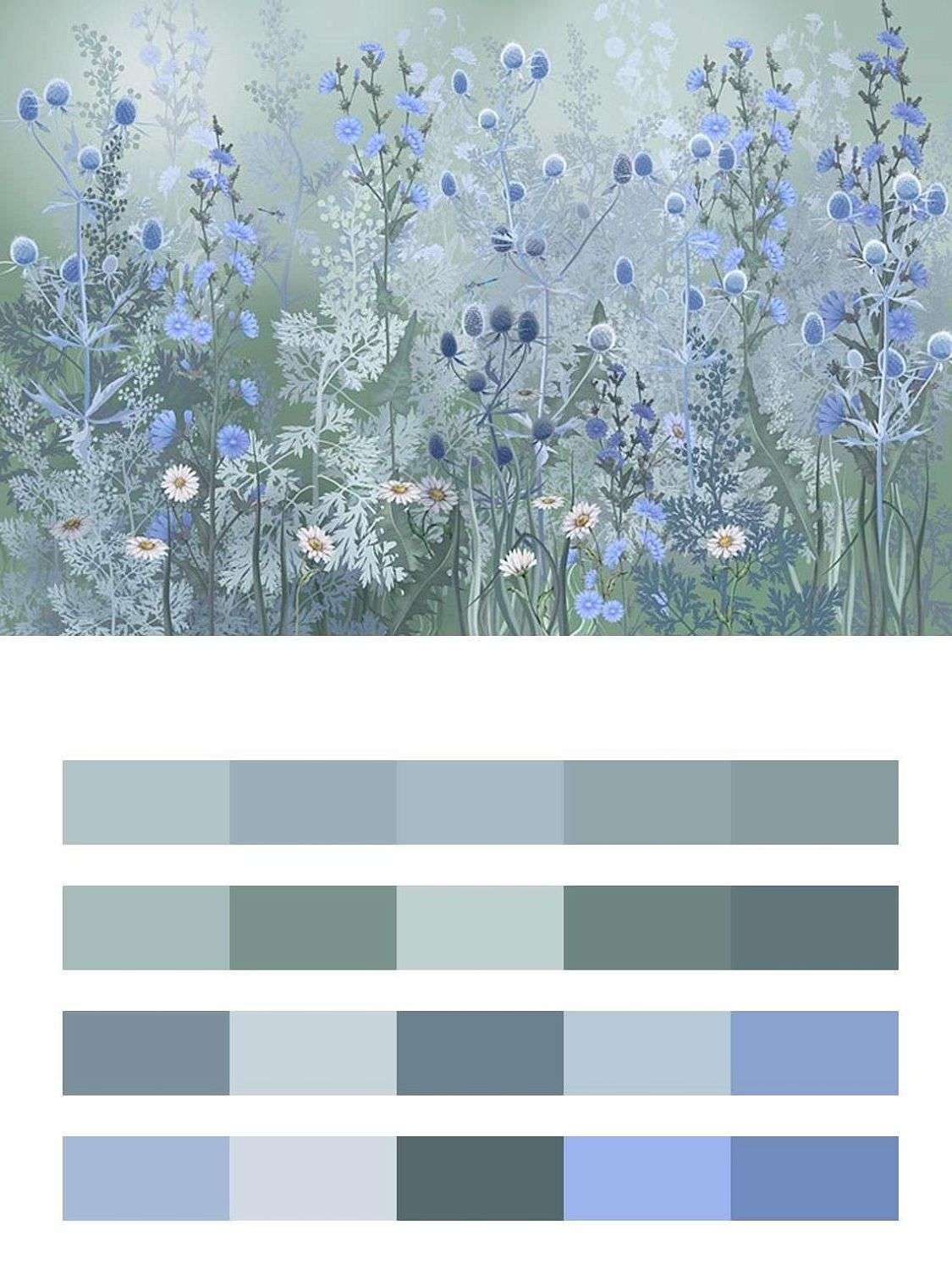 Полевые цветы на сером фоне  13-626