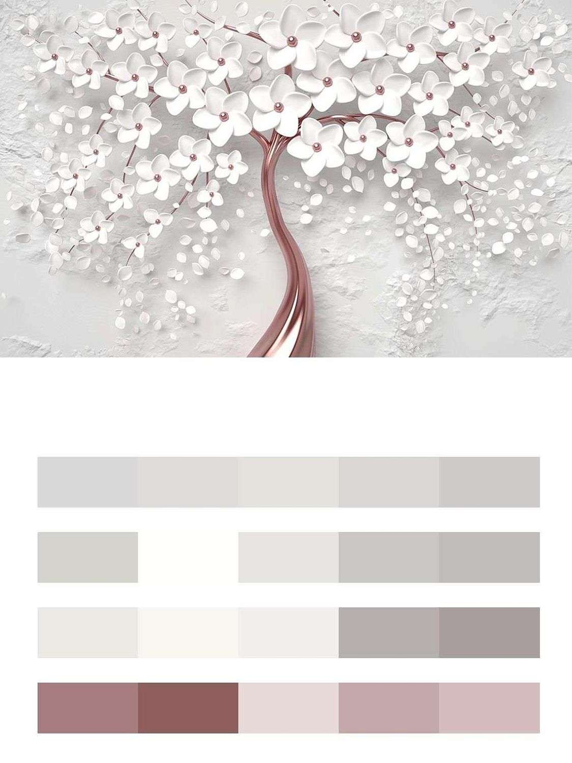 Дерево 3д с цветами  10-746