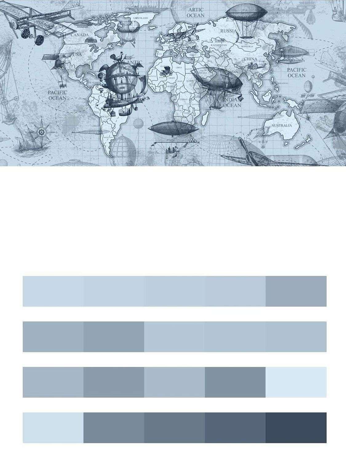 Карта мира с летающими аппаратами  9-1697