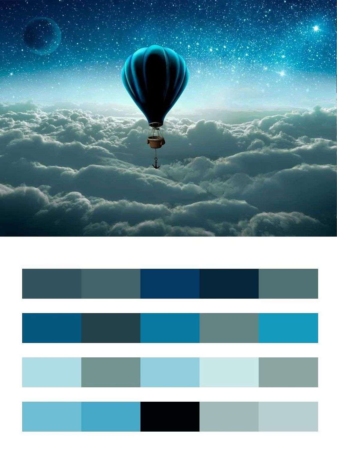 Воздушный шар в ночном небе  14-519