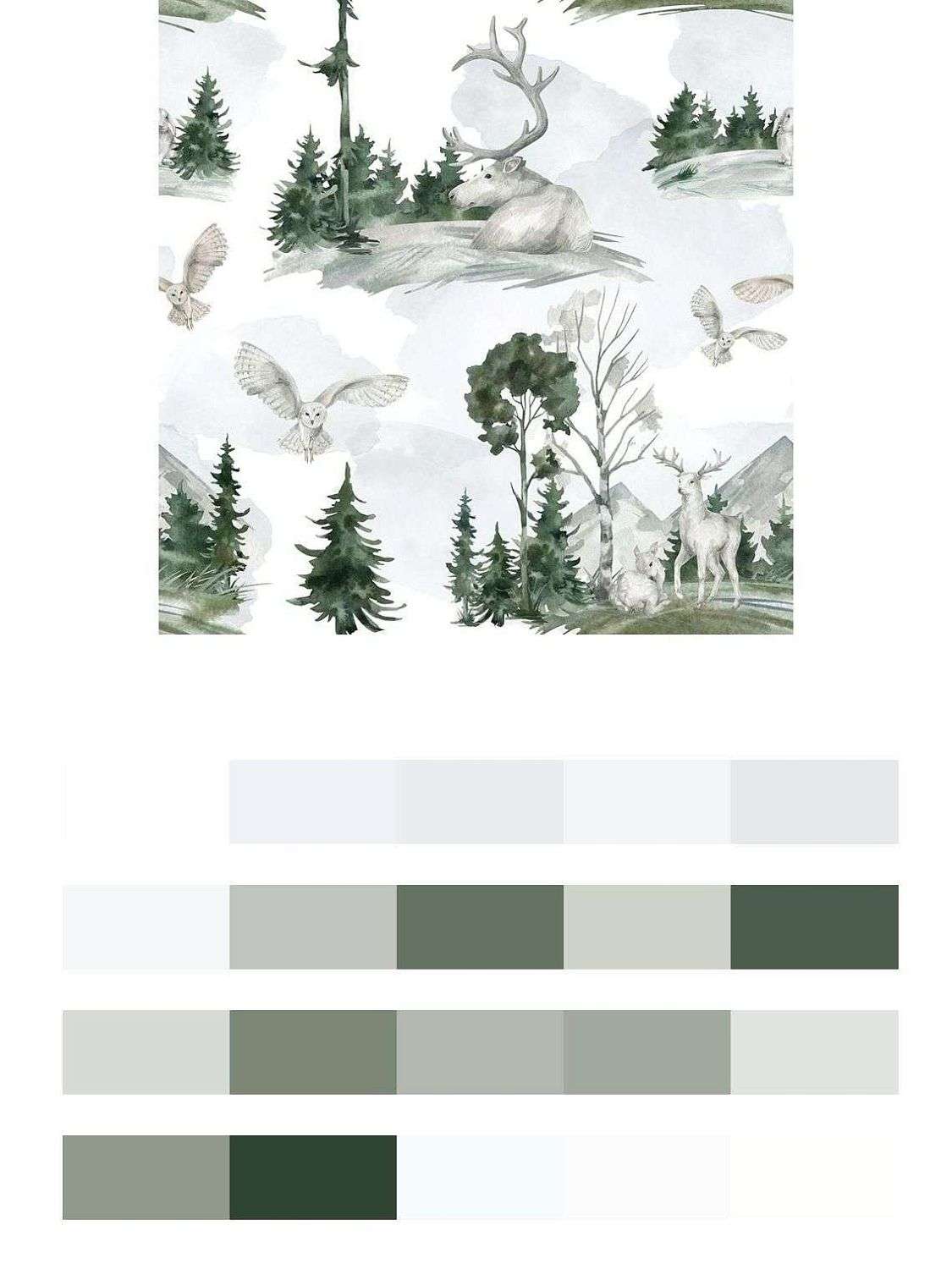 Лесной фон с елочками  12-1497