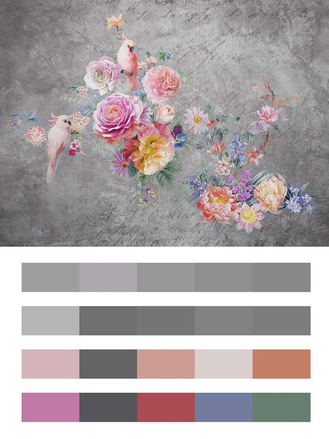 Попугаи в цветах  9-1608