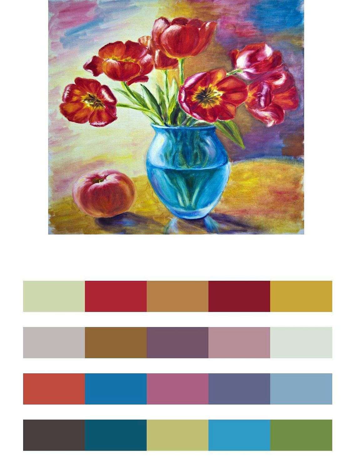 Красные маки в синей вазе  9-121