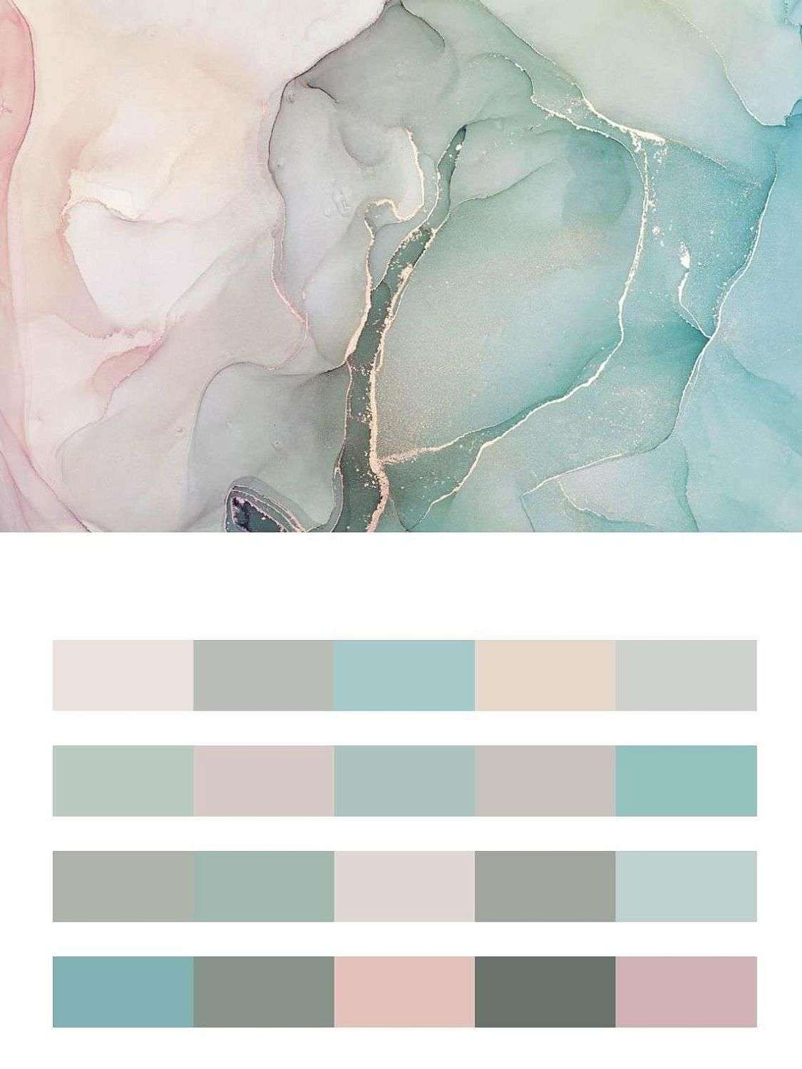 Мятно-розовый флюид арт  9-1354