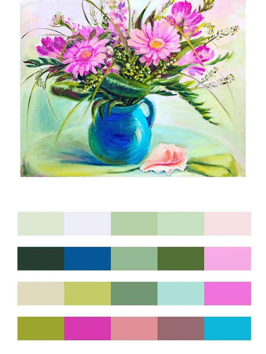 Цветы в синей вазе  9-114