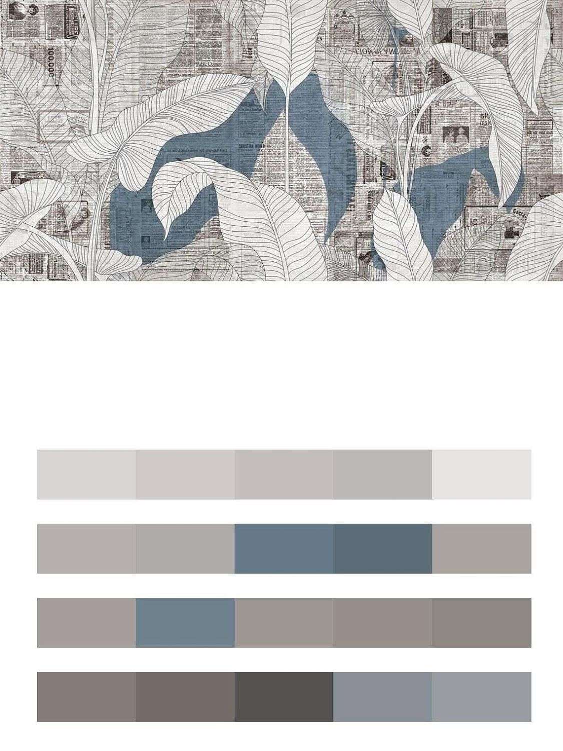 Тропические листья на фоне газеты  9-1247