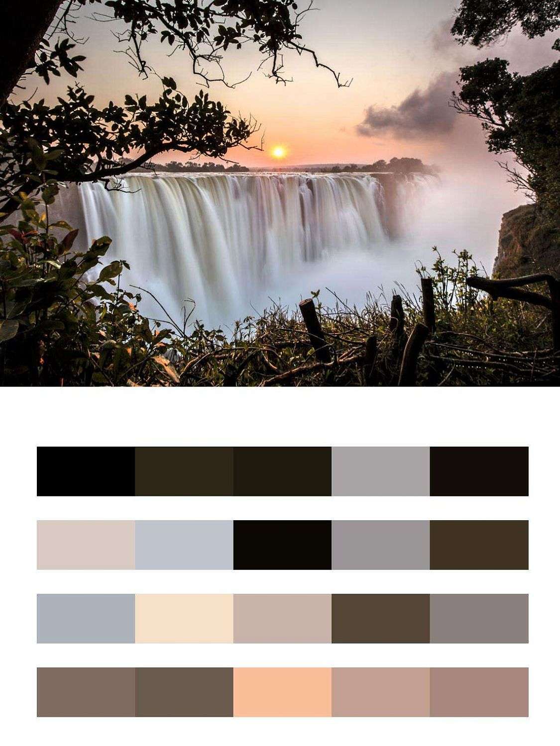 Водопад и закат солнца  9-857