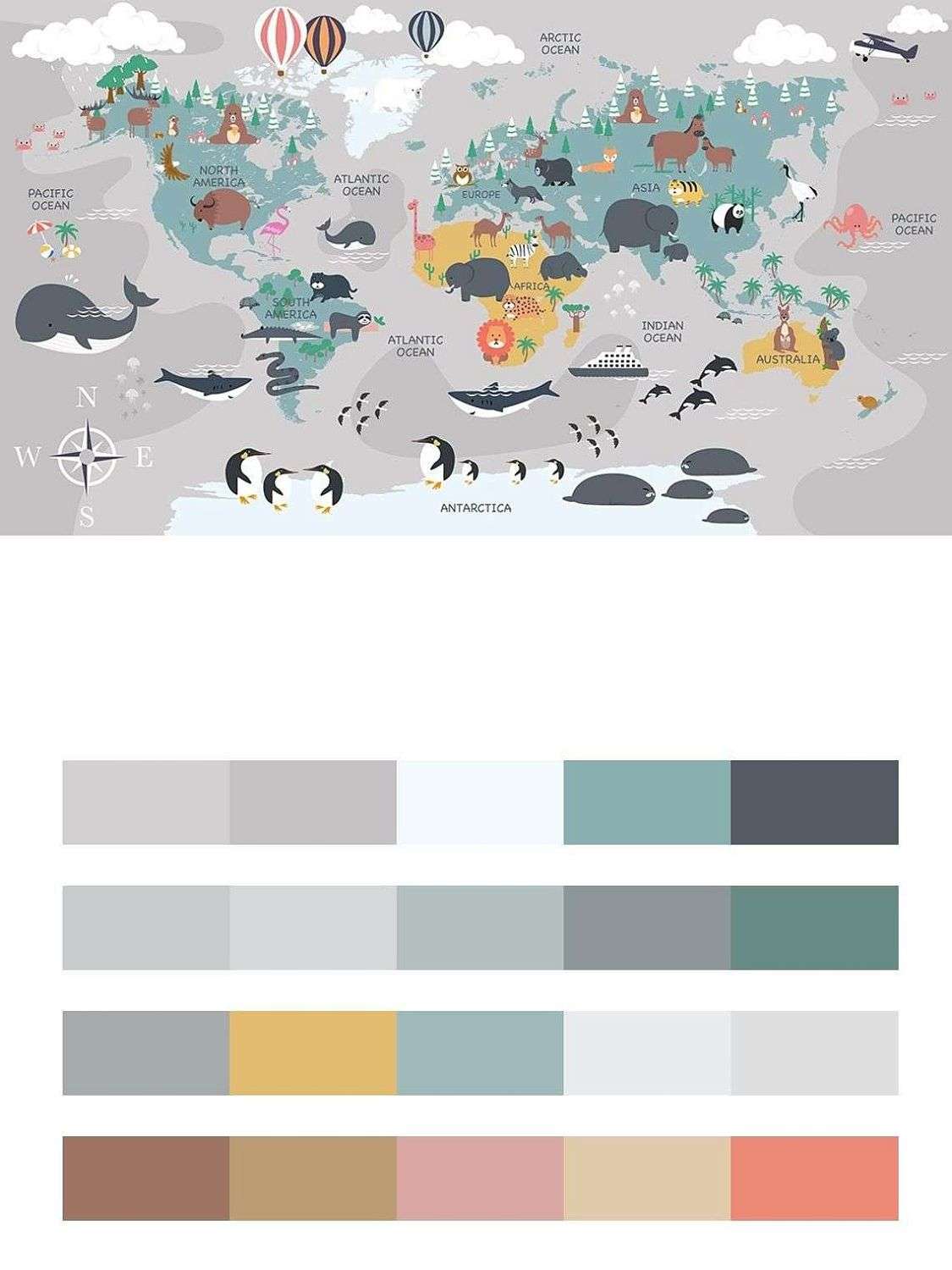 Карта с морскими животными  14-558