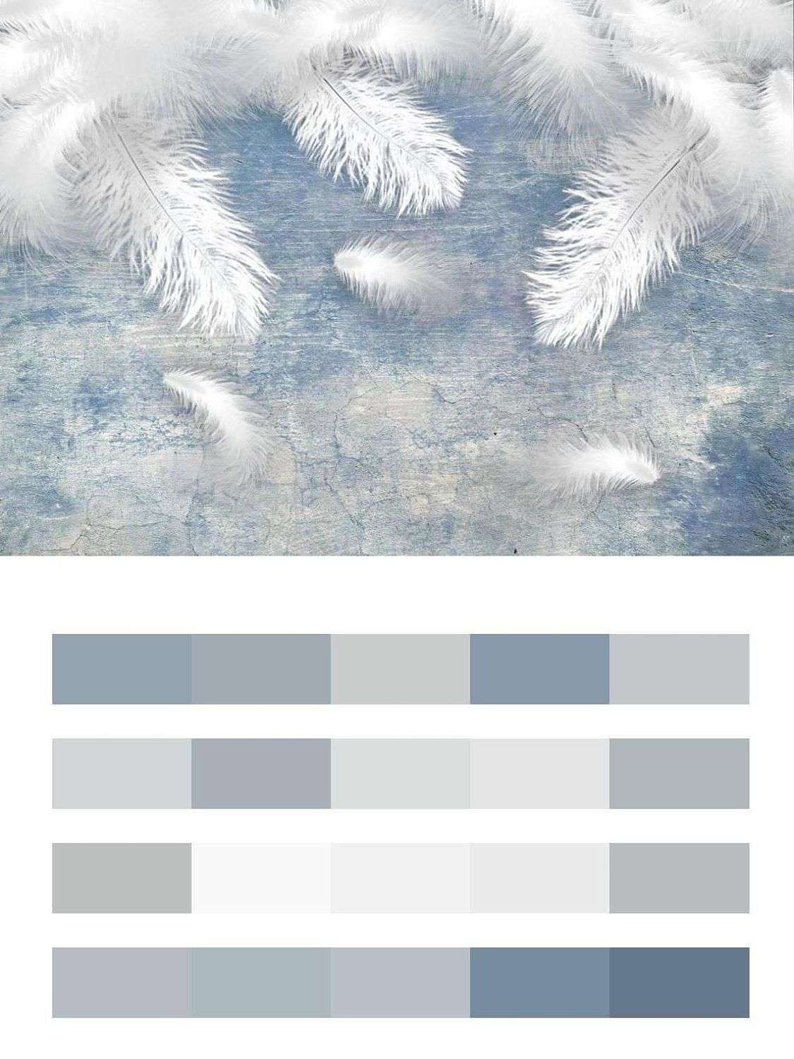 Нежные перья на голубом фоне  10-850