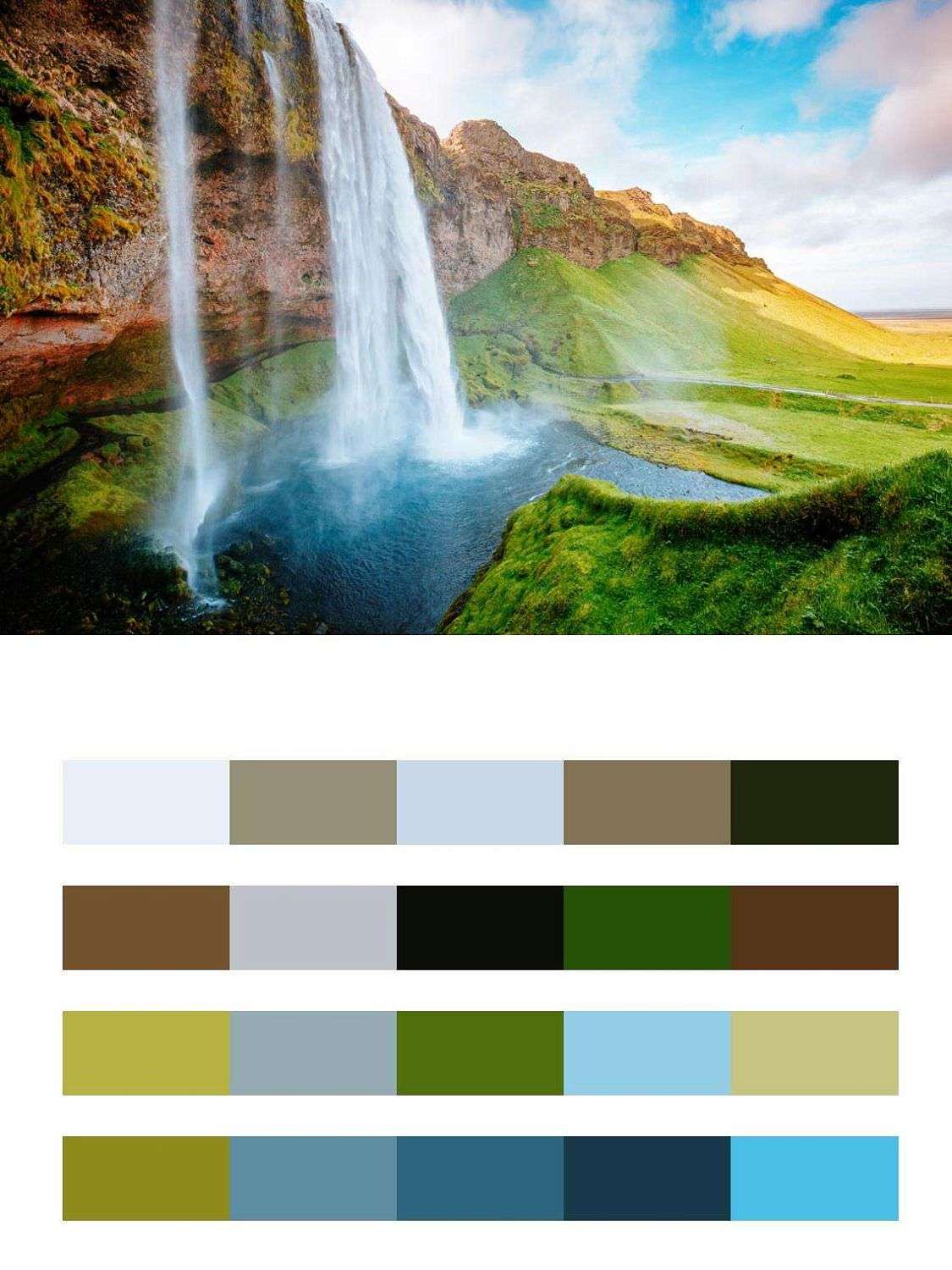 Водопад Селйяландсфосс в солнечном свете Исландии  9-888