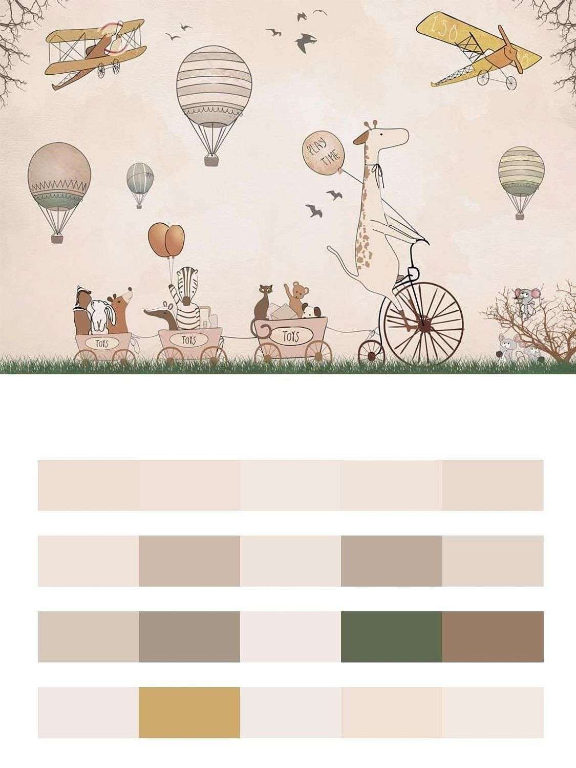 Жираф на велосипеде с друзьями  14-695