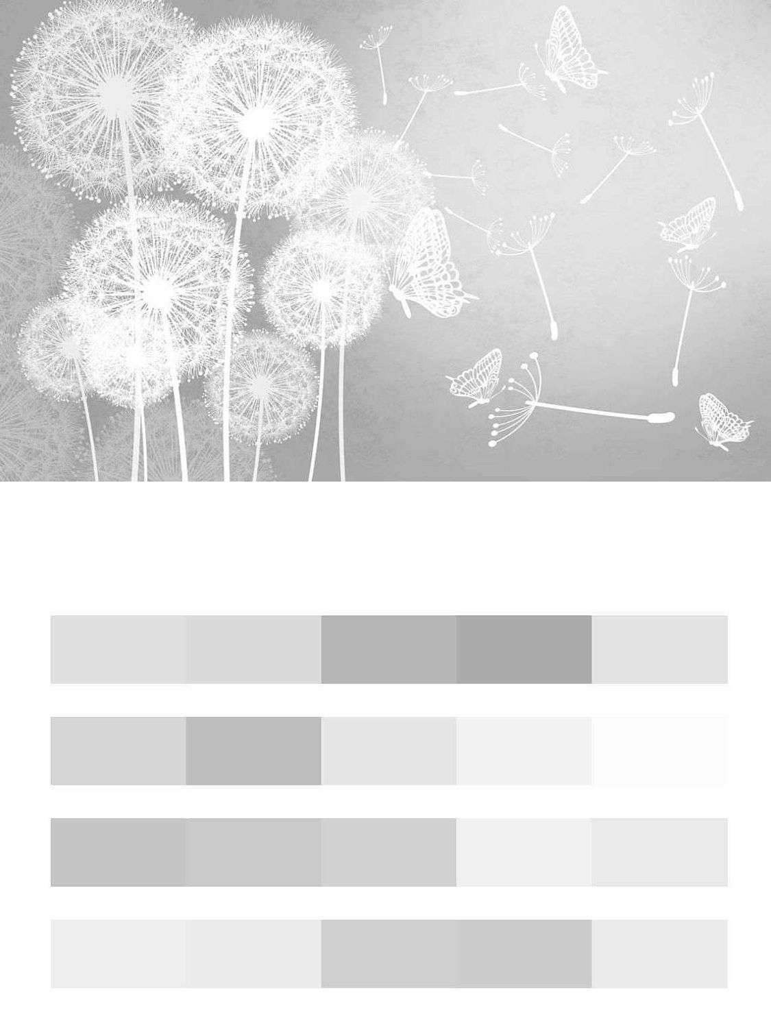 Одуванчики на сером фоне  14-300