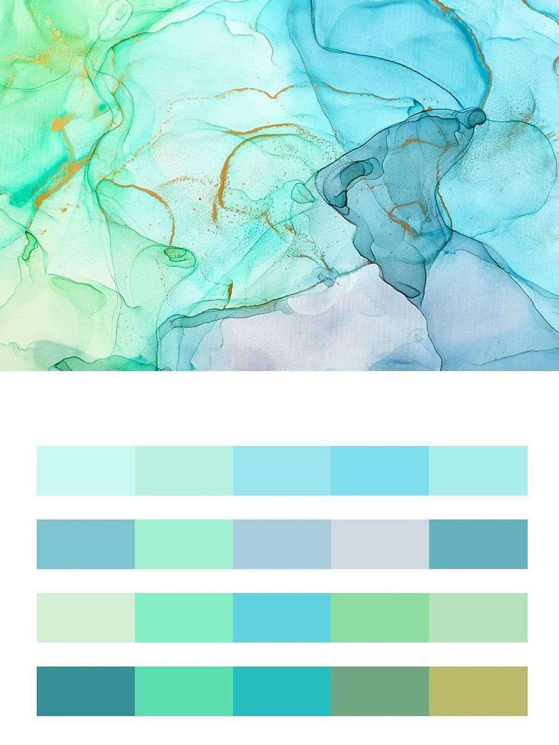 Флюид арт зеленый с голубым  9-1788