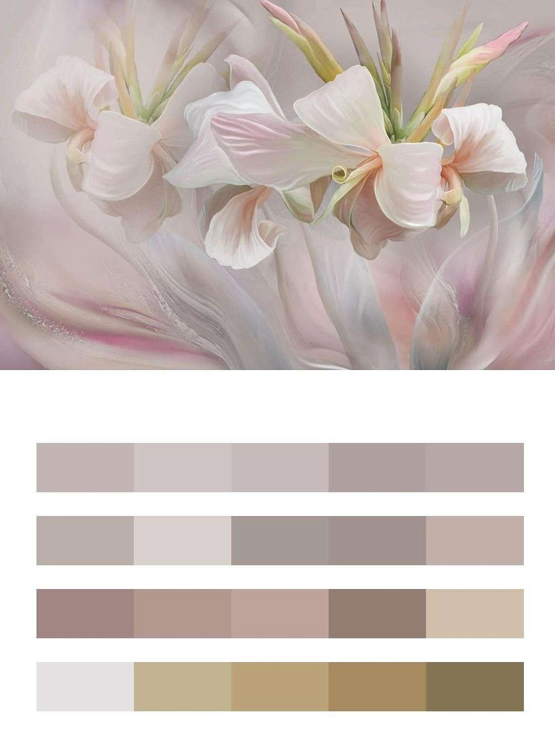 Лилии белые на розовой акварели  13-632