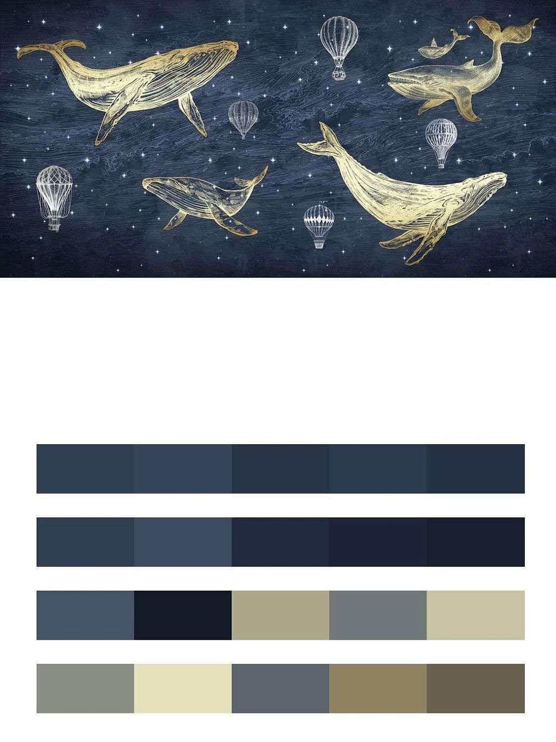 Киты на синем фоне  14-165