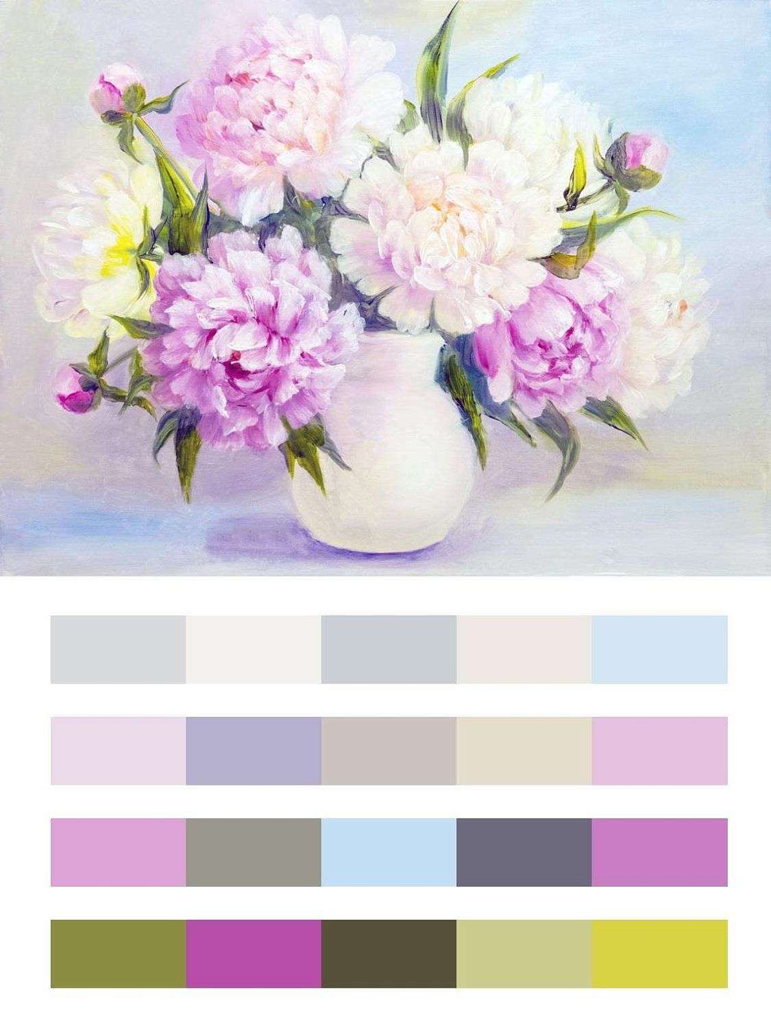 Пионы в белой вазе  9-107