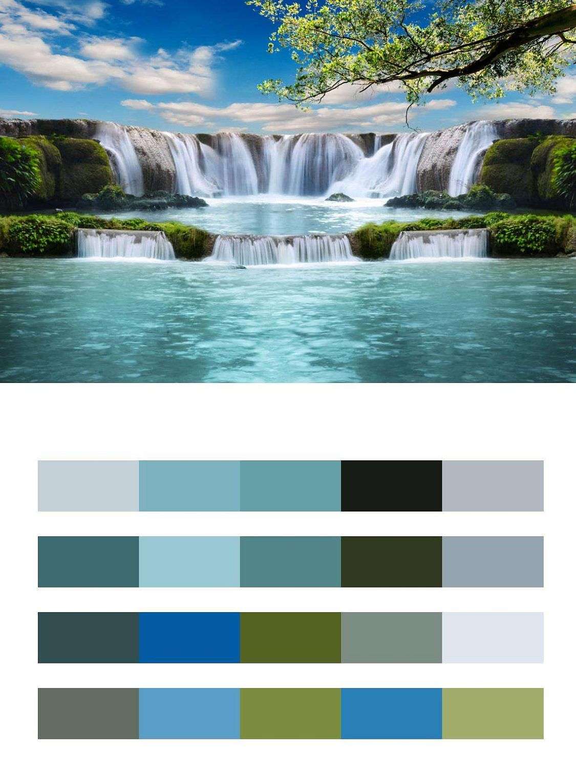 Водопад с голубой лагуной  9-849